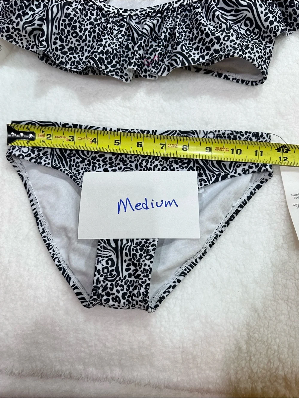Girl’s Calvin Klein Black & White Animal Print Ruffle Bikini Set